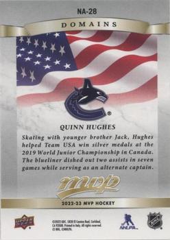 2022-23 Upper Deck MVP - Domains Gold #NA-28 Quinn Hughes Back