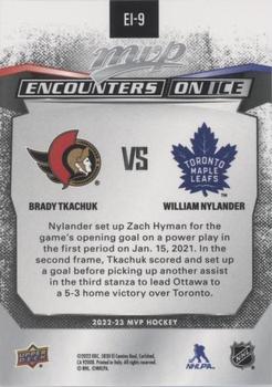 2022-23 Upper Deck MVP - Encounters on Ice #EI-9 Brady Tkachuk / William Nylander Back