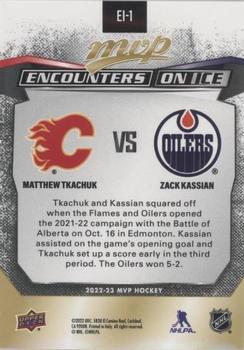 2022-23 Upper Deck MVP - Encounters on Ice Gold #EI-1 Matthew Tkachuk / Zack Kassian Back