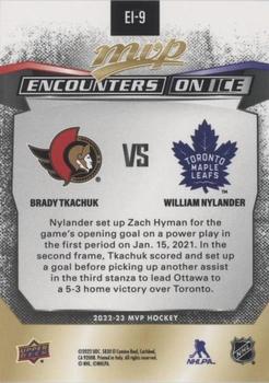 2022-23 Upper Deck MVP - Encounters on Ice Gold #EI-9 Brady Tkachuk / William Nylander Back