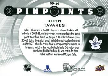 2022-23 Upper Deck MVP - Pinpoints Gold #PP-24 John Tavares Back