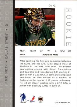 2003-04 Be A Player Update - 2003-04 Be A Player Memorabilia Update #219 Mike Smith Back