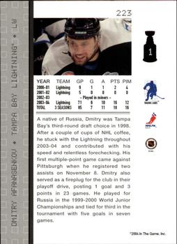 2003-04 Be A Player Update - 2003-04 Be A Player Memorabilia Update #223 Dmitry Afanasenkov Back