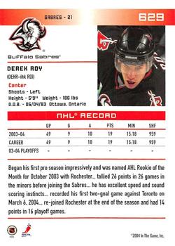 2003-04 Be A Player Update - 2003-04 In The Game Action Update #629 Derek Roy Back