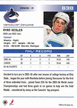 2003-04 Be A Player Update - 2003-04 In The Game Action Update #638 Ryan Kesler Back