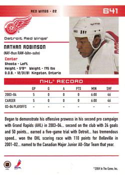 2003-04 Be A Player Update - 2003-04 In The Game Action Update #641 Nathan Robinson Back
