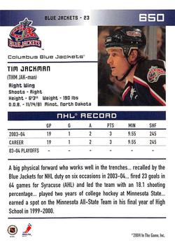 2003-04 Be A Player Update - 2003-04 In The Game Action Update #650 Tim Jackman Back