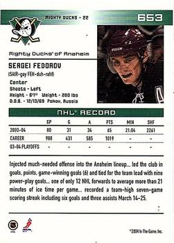 2003-04 Be A Player Update - 2003-04 In The Game Action Update #653 Sergei Fedorov Back