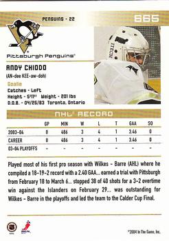 2003-04 Be A Player Update - 2003-04 In The Game Action Update #665 Andy Chiodo Back