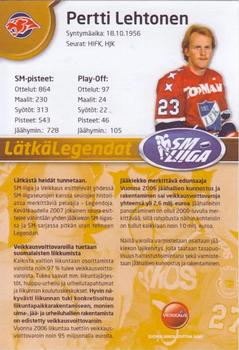 2006-07 Finnish Lätkälegendat #NNO Pertti Lehtonen Front