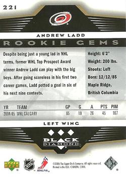 2005-06 Upper Deck Rookie Update - 2005-06 Upper Deck Black Diamond Update #221 Andrew Ladd Back