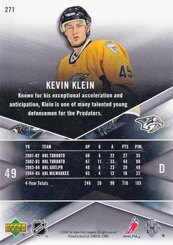 2005-06 Upper Deck Rookie Update - 2005-06 SPx Update #271 Kevin Klein Back