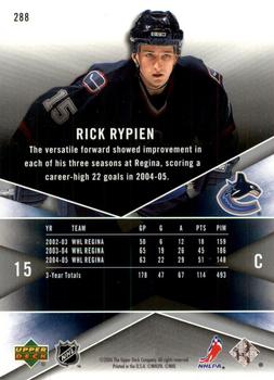 2005-06 Upper Deck Rookie Update - 2005-06 SPx Update #288 Rick Rypien Back