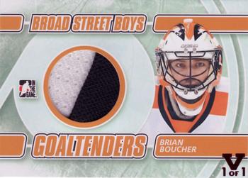 2015-16 In The Game Final Vault - 2011-12 In the Game Broad Street Boys - Goaltenders Jerseys Orange (Red Vault Stamp) #G-02 Brian Boucher Front