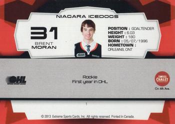2012-13 Extreme Niagara IceDogs (OHL) Autographs #1 Brent Moran Back