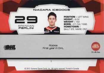 2012-13 Extreme Niagara IceDogs (OHL) Autographs #3 Brendan Perlini Back