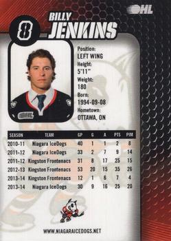 2014-15 Niagara IceDogs (OHL) Autographs #NNO Billy Jenkins Back