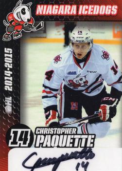 2014-15 Niagara IceDogs (OHL) Autographs #NNO Christopher Paquette Front