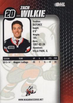 2014-15 Niagara IceDogs (OHL) Autographs #NNO Zach Wilkie Back