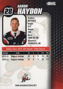 2014-15 Niagara IceDogs (OHL) Autographs #NNO Aaron Haydon Back