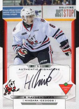 2015-16 Extreme Niagara IceDogs (OHL) Autographs #4 Hayden Davis Front
