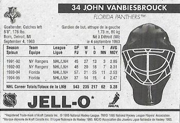 1995-96 Kraft - Jell-O Gelatin Crease Keepers Standard Size #NNO John Vanbiesbrouck  Back