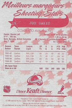 1995-96 Kraft - Kraft Dinner Shooting Stars #NNO Joe Sakic  Back
