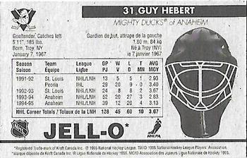 1995-96 Kraft - Jell-O Gelatin Crease Keepers Mini Size #NNO Guy Hebert  Back