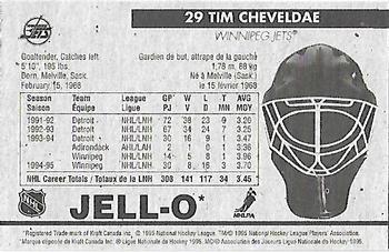 1995-96 Kraft - Jell-O Gelatin Crease Keepers Mini Size #NNO Tim Cheveldae  Back