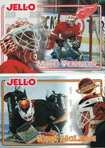 1995-96 Kraft - Jell-O Gelatin Crease Keepers Standard Size Uncut Panels #NNO Mike Vernon / Kirk McLean Front