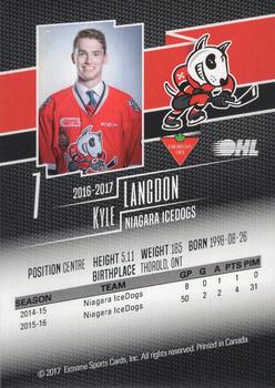 2016-17 Extreme Canadian Tire Niagara IceDogs (OHL) Autographs #NNO Kyle Langdon Back