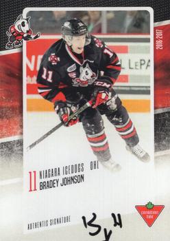 2016-17 Extreme Canadian Tire Niagara IceDogs (OHL) Autographs #NNO Bradey Johnson Front