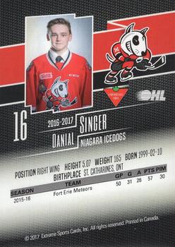 2016-17 Extreme Canadian Tire Niagara IceDogs (OHL) Autographs #NNO Danial Singer Back