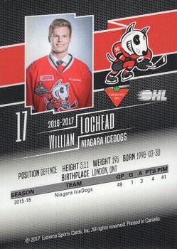 2016-17 Extreme Canadian Tire Niagara IceDogs (OHL) Autographs #NNO William Lochead Back