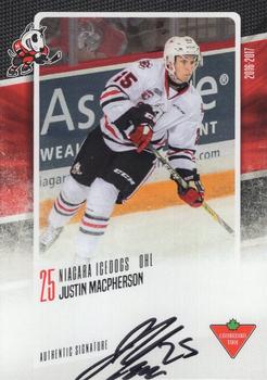 2016-17 Extreme Canadian Tire Niagara IceDogs (OHL) Autographs #NNO Justin MacPherson Front