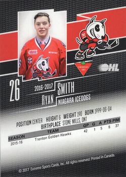 2016-17 Extreme Canadian Tire Niagara IceDogs (OHL) Autographs #NNO Ryan Smith Back