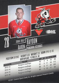 2016-17 Extreme Canadian Tire Niagara IceDogs (OHL) Autographs #NNO Aaron Haydon Back