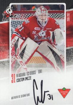 2016-17 Extreme Canadian Tire Niagara IceDogs (OHL) Autographs #NNO Colton Incze Front