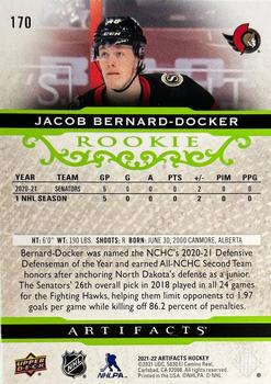 2021-22 Upper Deck Artifacts - Neon Green #170 Jacob Bernard-Docker Back