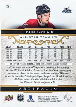 2021-22 Upper Deck Artifacts - Rose Gold #151 John LeClair Back