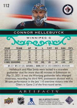 2021-22 Upper Deck Artifacts - Turquoise #112 Connor Hellebuyck Back