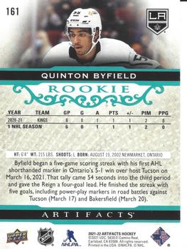 2021-22 Upper Deck Artifacts - Turquoise #161 Quinton Byfield Back