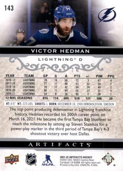 2021-22 Upper Deck Artifacts - Silver Spectrum #143 Victor Hedman Back