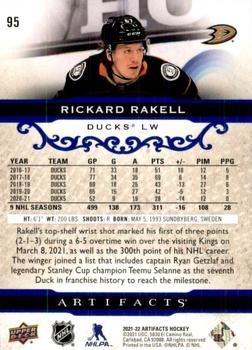 2021-22 Upper Deck Artifacts - Royal Blue #95 Rickard Rakell Back