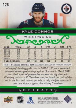 2021-22 Upper Deck Artifacts - Emerald #126 Kyle Connor Back