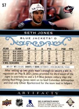 2021-22 Upper Deck Artifacts - Light Blue Steel #57 Seth Jones Back