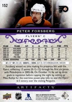 2021-22 Upper Deck Artifacts - Purple #152 Peter Forsberg Back