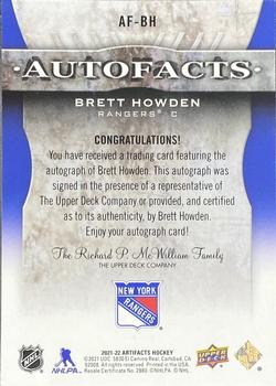 2021-22 Upper Deck Artifacts - Auto Facts #AF-BH Brett Howden Back