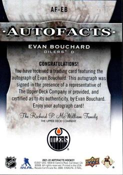 2021-22 Upper Deck Artifacts - Auto Facts #AF-EB Evan Bouchard Back