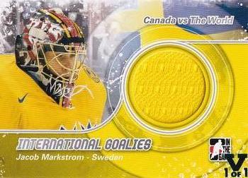 2015-16 In The Game Final Vault - 2011-12 In The Game Canada vs. The World - International Goalies Silver (Black Vault Stamp) #IG-12 Jacob Markstrom Front